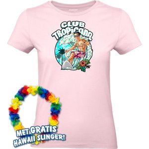 Dames t-shirt Surfing Time | Toppers in Concert 2024 | Club Tropicana | Hawaii Shirt | Ibiza Kleding | Lichtroze Dames | maat M