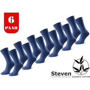 STEVEN - Bamboe Sokken - Multipack 6 Paar - Maat 44-46 - Luxe Heren Sokken Bamboo - Jeans Blauw - Voor onder een Pak - MADE in EU