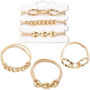 Pack of 3 hair bands for women and girls, elastic metal chain, metal chain for thick and curly hair.