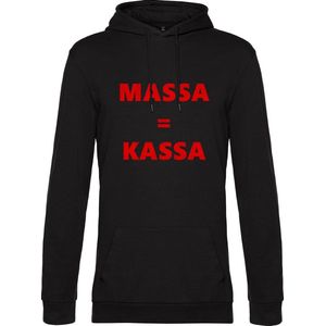 Hoodie met opdruk “Massa is kassa” Zwarte hoodie met rode opdruk – Goede pasvorm, fijn draag comfort