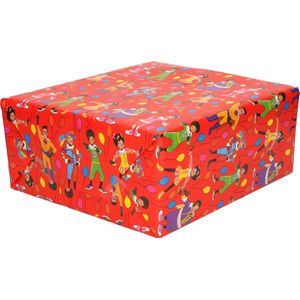 5x Rollen inpakpapier/cadeaupapier Club van Sinterklaas rood 200 x 70 cm - Cadeaupapier/inpakpapier voor 5 december pakjesavond