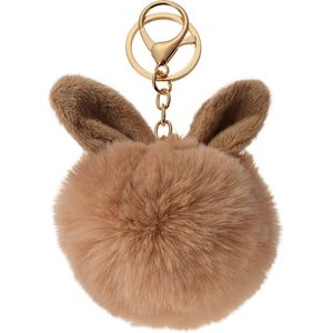 Juleeze Sleutelhanger Pompom Bruin Pluche