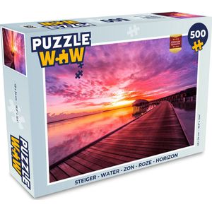 Puzzel Steiger - Water - Zon - Roze - Horizon - Legpuzzel - Puzzel 1000 stukjes volwassenen