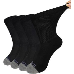 Katoenen gezondheidssokken voor heren zonder rubber - Adervriendelijk met extra brede tailleband - 4 paar - Zwart, Wit, Grijs