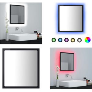 vidaXL Badkamerspiegel LED 40x8-5x37 cm acryl hoogglans zwart - Spiegel - Spiegels - Badkamerspiegel - Badkamerspiegels