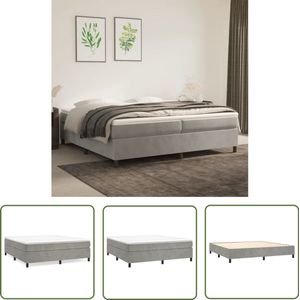 vidaXL Boxspring - Lichtgrijs - 200x200 cm Boxspringbed - Fluweel Bed - Pocketveer Matras - Middenhard Matras - Slaapkamer Meubilair