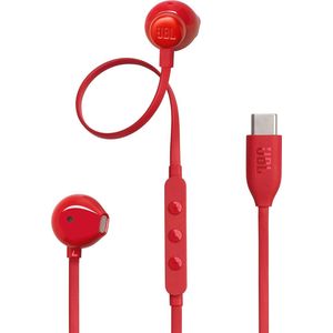 Bedrade in-ear oortjes met microfoon en Pure Bass Geluid voor PC, Mobiel en Gaming - Rood