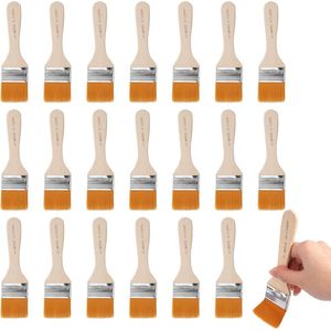 Set van 20 Stuks Platte Verfkwasten met Houten Handvatten voor Professionele Schilderprojecten