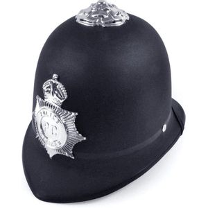Rubies Politie/agent verkleed helm - zwart - satijnen stof - voor kinderen - Verkleed accessoires/helmen