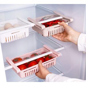 Koelkastladen, verstelbaar opbergrek koelkast scheidingslaag organizer, uittrekbare koelkast lade organizer koelkast opbergdoos (3 stuks)