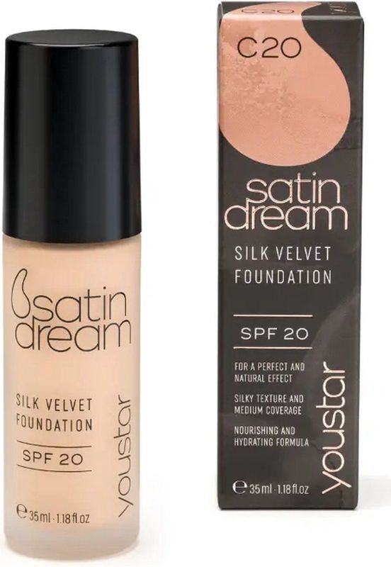 Youstar - Satin Cream Foundation - Crème - C20 - SPF 20, Hydraterend, Gemiddelde Dekking