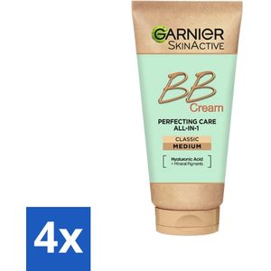 4 x Garnier - SkinActive - BB Cream Classic Medium - 5-in-1 Verzorging - 50 ml - BB Crème - Gezichtsverzorging - Make-up - Hydraterende Crème - SPF