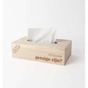 Tissue box - Cadeau getuige - Wil jij mijn getuige zijn - Getuige vragen - Zakdoekendoos - Flowerdoodle gravure design