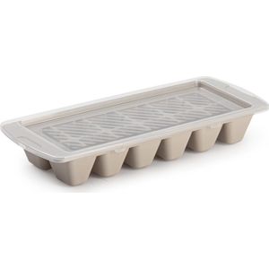 IJsblokjes/ijsklontjes maken kunststof bakje met handige afsluitdeksel taupe 28 x 11 cm