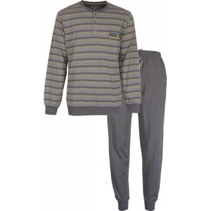 Paul Hopkins Heren Pyjama - Strepen - Polo sluiting - Grijs - Maat L