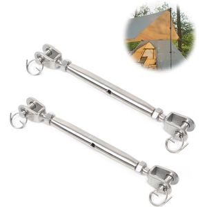 2 stuks M8 roestvrijstalen wandspanners - 304 roestvrije draadspanner voor zonnezeil, zeilboot, luifels en overkappingen