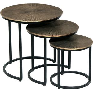 Salontafel set Emina Goud - MDF - Rond - 45x45cm - Hoogte 45 cm