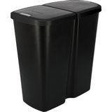 Keden - Compacte Q Duo Prullenbak - Zwart - Kunststof - 45L
