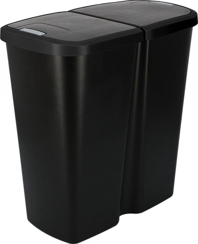 Keden - Compacte Q Duo Prullenbak - Zwart - Kunststof - 45L