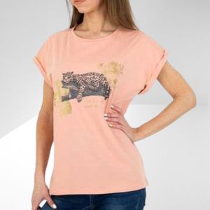 Glo-story t-shirt roze glitter luipaard 4XL/48