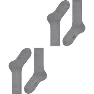 FALKE Happy Double Pack M So Cotton Plain Men's Socks (2-Pack), Grey Light Grey Melange 3390