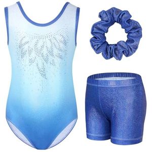 Driedelige Gymnastiekset voor Meisjes - Mouwloos Turnpakje met Korte Broek en Haarband - Ideaal voor 3-12 Jaar