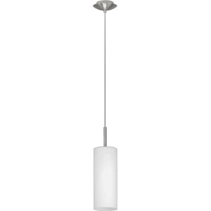EGLO Troy 3 - Hanglamp - 1 Lichts - Ø105mm. - Nikkel-Mat - Wit Gelakt
