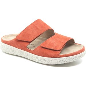 Hartjes, 122.1221/30 54.00, Oranje suède dame slippers wijdte H