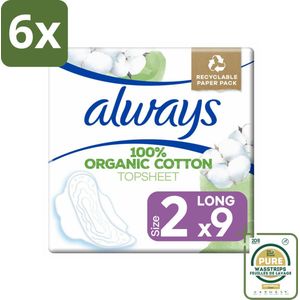 Always - Maandverband - Long - Cotton Protection - Met Vleugels - 9 Maandverband - Voordeelverpakking - 6 stuks - Always Cotton Protection - Maandverband ultra lang