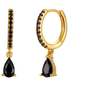 LELA Drop Oorringen / Oorbellen | Black/Gold | 12 mm | 22 x 5 mm | 925 Silver