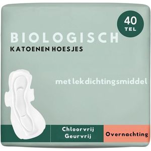 Kraamverband - Maandverband Met Vleugels Van Biologisch Katoen - Menstruatie - Postpartum - Ultradun - Geurvrij - Chloorvrij - Veganistisch - Dierproefvrij - (Nacht 40 Stuks)