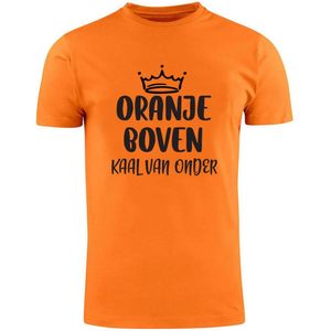 Oranje boven kaal van onder Oranje Dames T-shirt | koningsdag | koning | bier