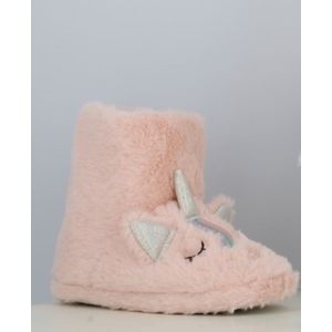 Meisjes unicorn fleece pantoffels – zeer zachte roze unicorn huissloffen – sterke antislip – maat 34