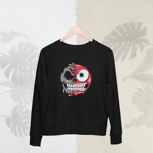 Feel Free - Halloween Sweater - Smiley: Pruilend gezicht - Maat S - Kleur Zwart