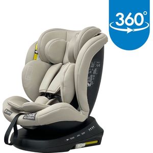 Ding Aiden Autostoel - Beige - 360° Draaibare Isofix Autostoel - i-Size - Vanaf 40 tot 150cm - 0 tot 12 jaar