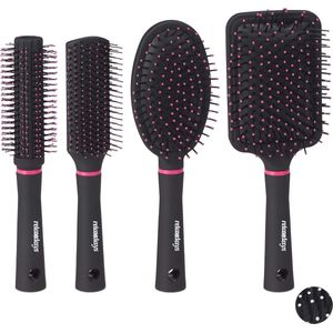 Haarborstelset - Ronde Borstels - Geschikt voor Alle Haartypes - Handig voor Onderweg