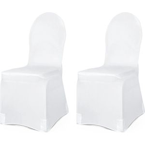 Universele witte elastische stoelhoes - Set van 2x stuks - 50 x 105 cm - Bruiloft stoel versiering