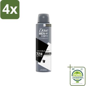 Dove Men+Care Deodorant Spray - Invisible Dry - 150 ml - Voordeelverpakking - 4 stuks - Deodorant spray - Antitranspirant