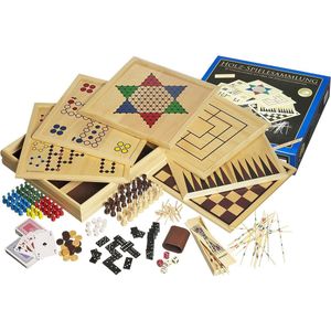 Houten spellen verzameling 100 - Kassette met 100 houten klassiekers voor alle leeftijden en spelers
