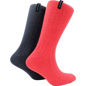 The Sockmaker sokken heren 41-46 - 2-pack Wool Boot - duurzaam - Ribbed - Red and Navy