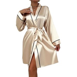 Bovista Satijnen Badjas Dames - Kimono - Kamerjas - Satijn - Ochtendjas - Pyjama - Maat M