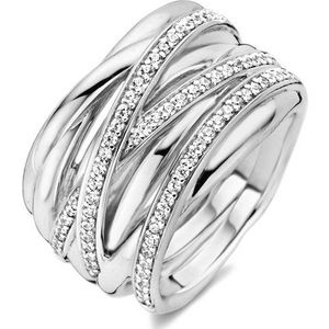 TI SENTO Dames Ring - 925 zilver - Zirconia wit - Maat 19.75 mm / maat 62 - 12067ZI