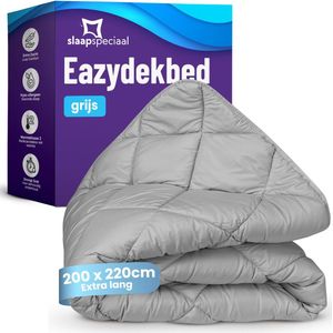 Slaapspeciaal eazydekbed 200x220 cm - Licht Grijs - Dekbed Zonder Overtrek – Gekleurd Dekbed – Hoesloos Dekbed - Extra Lang - Luxe Gelvezels - Anti-Allergisch & Perfect Voor Elk Seizoen - Tweerpersoons Dekbed