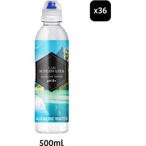 Alkaline Water pH 9+ 500ml sportdop 12-pack I am Superwater x 3 - Alkalisch bronwater (3 trays) - hoge ph waarde - kangen water - basisch water - ontzurend water - ph 9 plus - spring water - basisch dieet