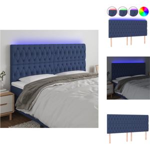 vidaXL LED-hoofdbord Modern - Blauw - 200 x 7 x 118/128 cm - Verstelbaar - Bedonderdeel