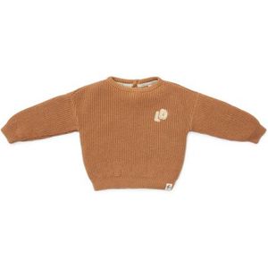 Little Dutch Trui Jongen - Maat 92 - Gebreide Trui - Kinderkleding Jongens - Bruin - Biologisch Katoen - Little Farm Brown