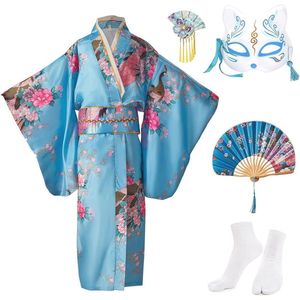KRUIHAN Yukata Kimono, vintage vintage meisjeskimono, traditionele kleding, zijden stof, robe, bruiloftskleding, party, performance jurk