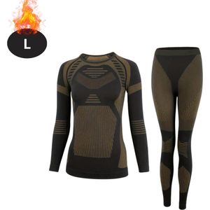 Nivard Thermokleding Dames - Thermobroek - Thermoset - Thermolegging - Winter - Thermoshirt - AardeGeel - S
