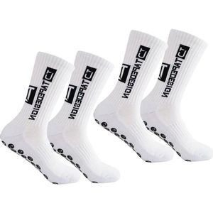 2 paar heren voetbalsokken antislip voor voetbal basketbal hardlopen fietsen marathon (wit)