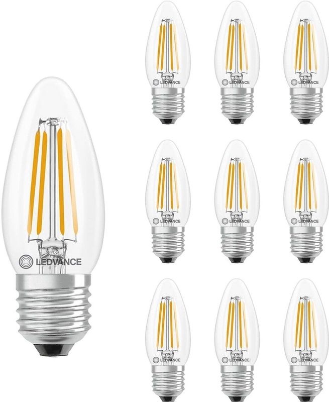 Ledvance - LED Classic B35 - Filament Lamp - E27 - 3.4W - 470lm - 2700K - Ø35mm - LED Kaarslamp - 10 stuks